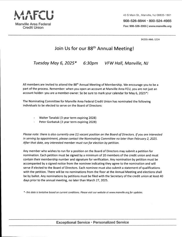Annual Meeting 88th May 6 2025